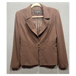 Vintage Ecaille Paris 3 Buttons Lapel Laine Wool Blazer Dark Brown Women Size 10